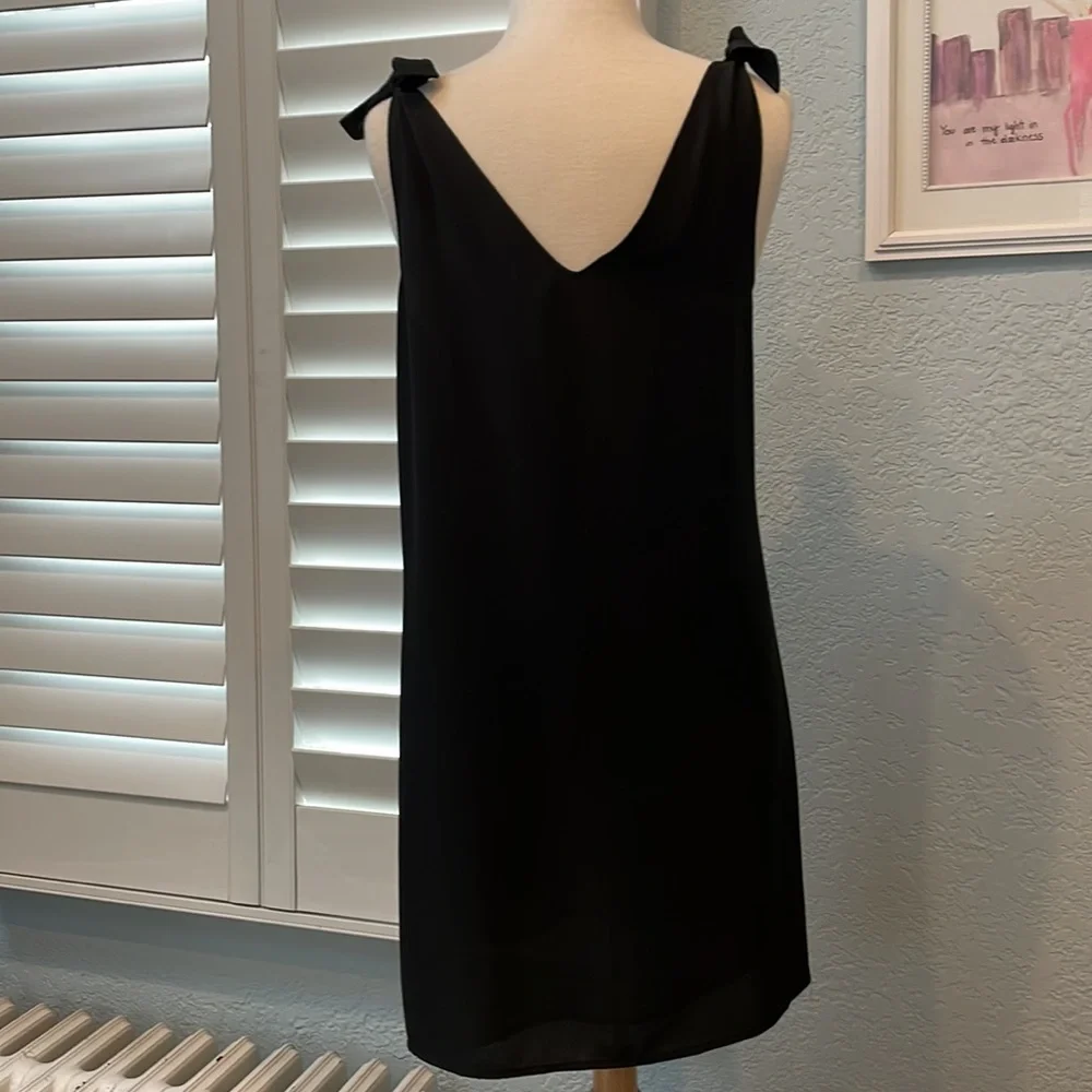 1. State V-neck shift dress with ties at shoulders. Lined. Size Medium - Picture 8 of 9